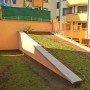 Двор на частна детска градина - насипване на хумусна почва, частично презатревяване, засаждане на декоративна растителност